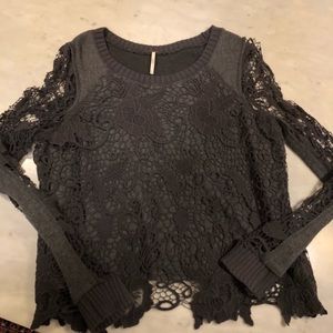 Free people gray long sleeve shirt size small NWOT